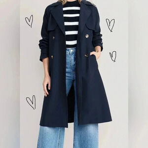 Double-Breasted Tie-Belt Trench Coat